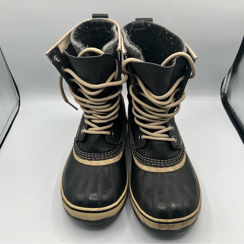 Sorel Womens Snow Boot Size 6.5 Black Canvas Waterproof NL-1717 - Picture 4 of 8
